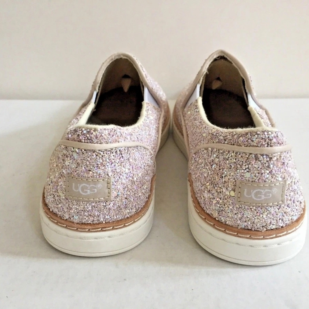 UGG Adley Pink Chunky Glitter Confetti Slip On Leather Shoes - Picture 6 of 10